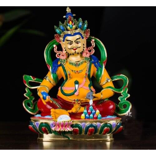 High grade color drew Buddha statue bless family Safety Health luck efficacious Talisman Yellow Jambhala fortune god statue