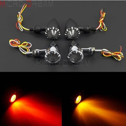 2pcs Retro Bullet LED Turn Signals Tail Brake Lamp 3 in 1 10mm Indicator Blinker For Harley Cafe Racer Chopper Scrambler Triumph