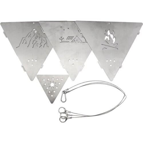 Triangular Wood Burning Stove Portable Camping Hanging Stove Outdoor Barbecue Stainless Platform