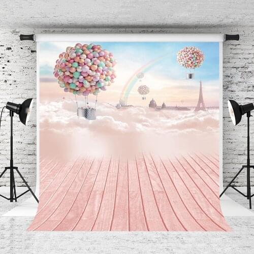 VinylBDS Summer Dream Colorful Balloons Photograph Backgrounds Wooden Floor Camera Fotografica Rainbow Photo backdrops