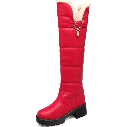 Women Knee High Boots Non-slip Waterproof Platform Winter Snow Boots Women Warm Thick Low Heels Long Boots Mujer Thigh High Boot