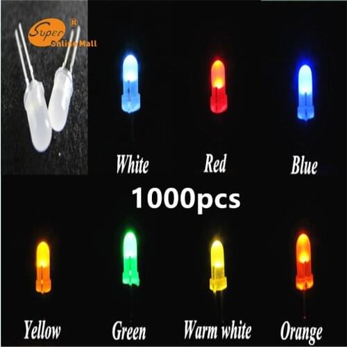 1000pcs LED 5mm Diffused LED Bulb Light Urtal Bright MILK led lamp 5MM Emitting Diodes