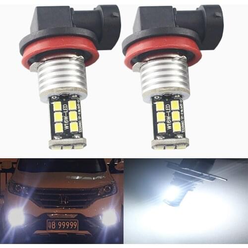 2Pcs H11 Canbus Error Free White 15W 2835 15-SMD Car Vehicle LED Fog Light Day Running Driving Lamp DRL Bulb Head Light