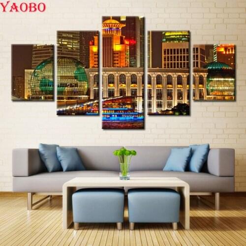 Diamond Painting Full square Round Diamond City building night view 5D Diy Diamond Embroidery mosaic Painting rhinestones arts