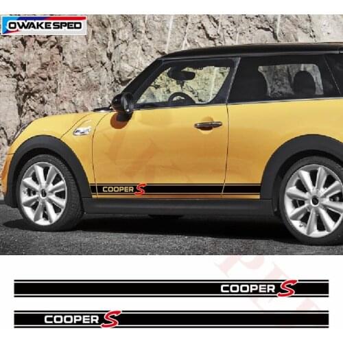 Car Stickers Door Side Skirt Racing Stripes For MINI R56 R60 R61 F54 F55 F56 Cooper S Graphics Vinyl Decal Fit 3-5 Doors