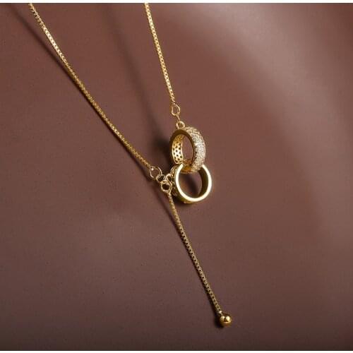 Interlocking 925 Necklace Light Luxury Minor Collarbone Chain 2021 New Female INS Cold Style Tfringed Pendant