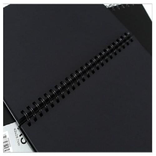 Black Card Book A4 120 Pages Black Card Paper Inner Page Coil Book Graffiti A3 Photo Album DIY Black Sketchbook Notebook