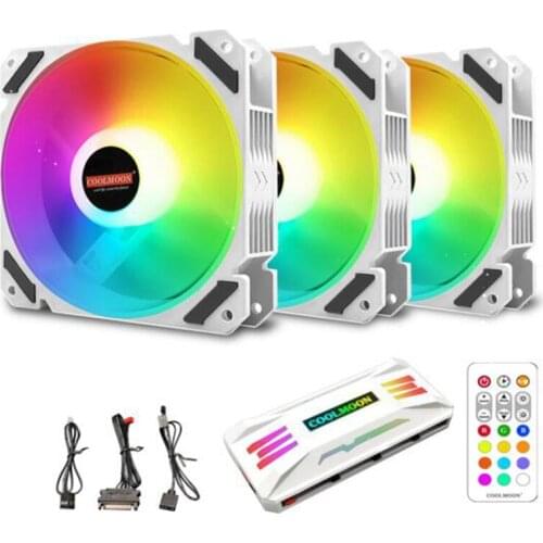 COOLMOON Beifeng PWM Temperature Control 12cm Chassis Fan White ARGB Water-Cooled CPU Radiator Fan KB-28