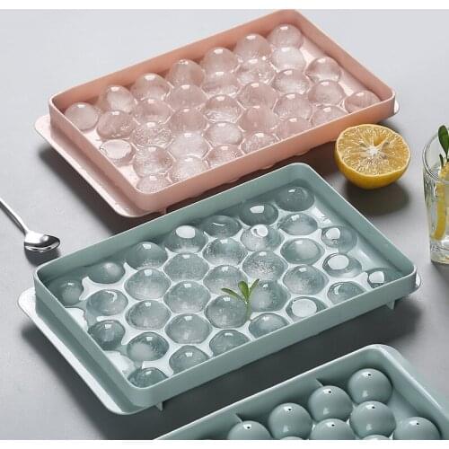 Ice Cream Tools Creative Round Ice Cube Mold Ice Cube Tray with Lid Plastic Refrigerator Spherical Large Ice Mold Kitchen Tools