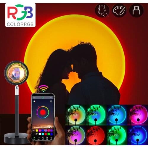 ColorRGB, phone app control Changing , Sunset lamp Projection，180 Degree Rotation, Romantic Sunset Rainbow light