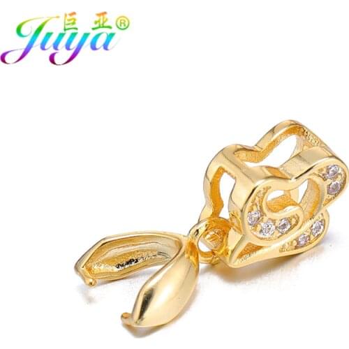 Juya DIY Womens Jewelry Accessories Pinch Clip Clamp Bail Hooks For Women Crystal Agate Pearls Necklace Earrings Making