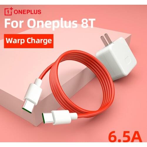 Oneplus 8T Original Warp Quick Charger Cable 6.5A PD Fast Usb Type-C 3.1 To Usb C Data Cable for One Plus 8t 8t+ 5G Type c Long