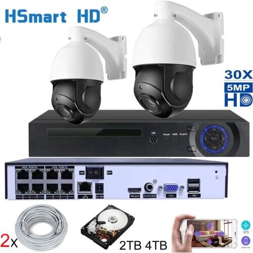 8CH NVR POE Kit H.265 System 4TH HDD CCTV Security 5MP PTZ IP Camera Outdoor Onvif 30X ZOOM Waterproof Mini Speed Dome Camera