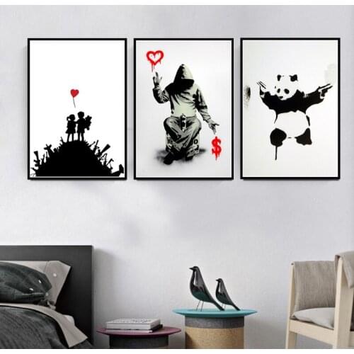 Canvas Oil Painting Hot Graffiti Modern Art Street Banksy Painting Animal Poster Prints Art Wall Pictures Living Room Home Decor