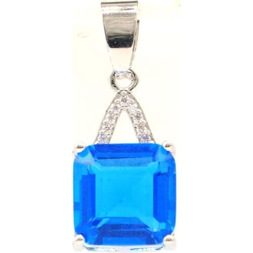 28x11mm Anniversary Pink Kunzite Paris Blue Topaz CZ For Womans Jewelry Making 925 Sterling Silver Pendant