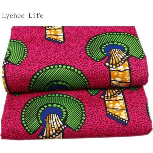 Lychee Life 1Yard Ankara African Polyester Printed Fabric Handmade Real Wax Batik Fabric For Women Party Dress Making