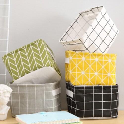 Multifunctional Canvas Folding Makeup Desktop Cosmetic Organizer Storage Box Wardrobe Drawer Organizer Desktop Storage Basket