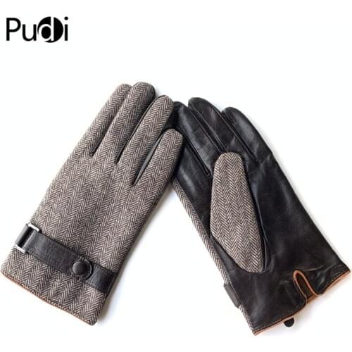 Pudi Man Real Leather Glove Winter Warm Genuine Sheep Leather Gloves High Quality Low Price