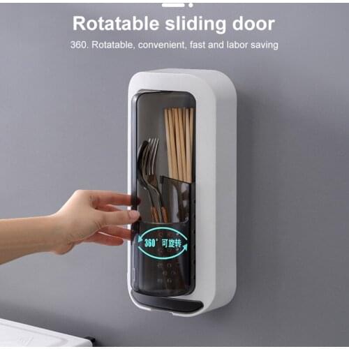 Wall Hanging Rotatable Kitchen Drawer Organizer Tray Spoon Separation Finishing Storage Box Cutlery Kitchen Storage Organization