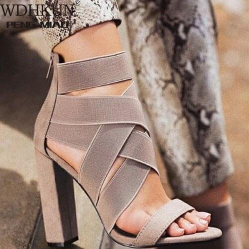 WDHKUN 2020 New Style Fashion Ladies Summer Sexy High Heel Party Shoes Ladies Open Toe Thick With Womens High Heels Sandal