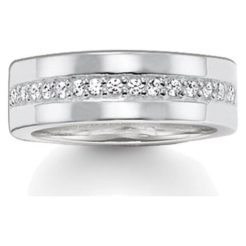 925 Sterling Silver Single Row White Zirconia Band Rings, Fashion Thomas Style Glam Eternity Ring Jewelry Ts Soul Gift for Women