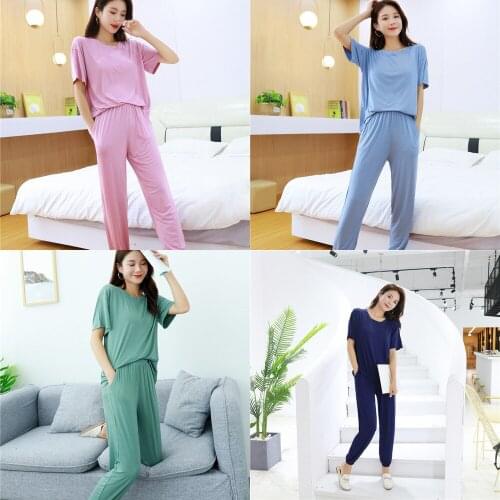 Japanese Spring and Autumn Womens Modal Pajamas Set Large Size Home Service Loose Two Piece Set Summer Pajamas for Women Sleep