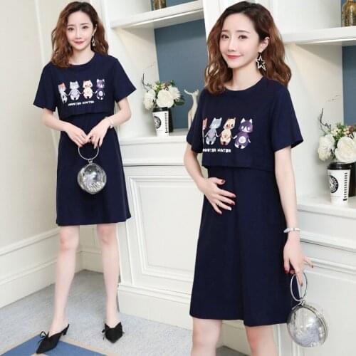 Nursing Dress Maternity Wear 2020 Summer New Breastfeeding Clothes Print Pregnant Dresses Vestidos Maternidad Clothing