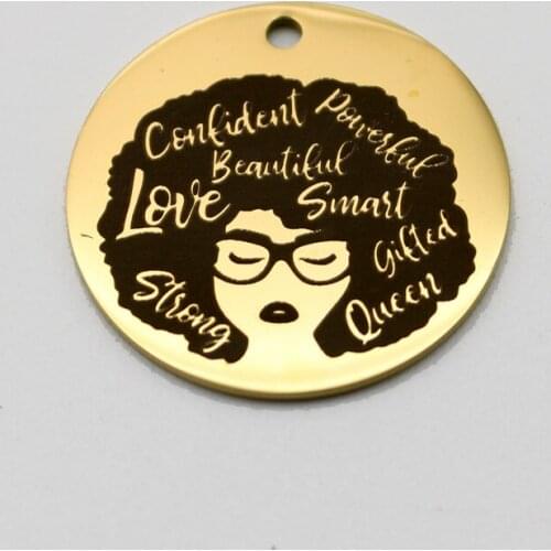 20pcs African American Woman Charms Stainless Steel Pendant Afro Black Woman Charm DIY Handmade Accessories