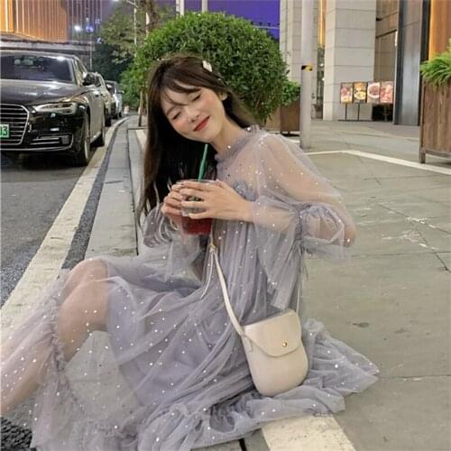 Casual Loose Retro Lazy Mesh Dress Womens Dresses Japanese Harajuku Ulzzang Female Korean Kawaii Cute Clothing For Women