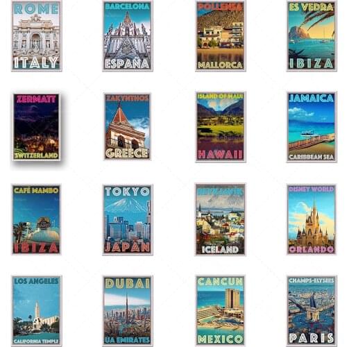 Retro style world travel city minimalist retro travel canvas poster Caribbean Jamaica-California Sanctuary Los Angeles poster pr