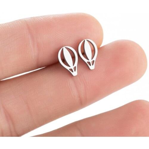 Trendy Tiny Hot Air Balloon Shaped Stud Earrings Fashion Simple Stainless Steel Umbrella Earring Party Jewelry for Woman Men