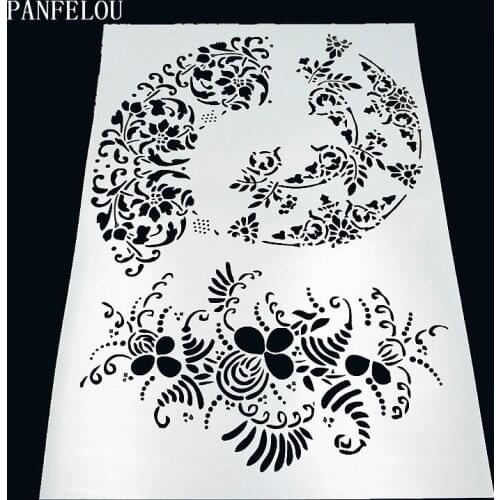 29.5*21cm Circular flower bed scrapbook stencils spray plastic mold shield DIY cake hollow Embellishment printing lace ruler