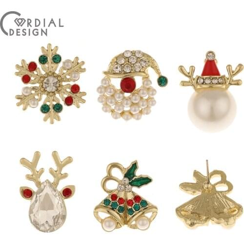 Cordial Design 50Pcs Jewelry Accessories/Multi Shape/Christmas/Rhinestone Earrings Stud/Hand Made/Jewelry Findings & Components