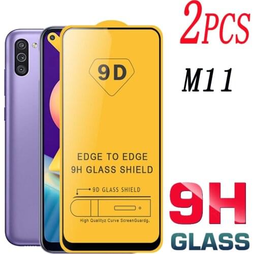 2 PCS 9D tempered glass for Samsung M11 Screen Protector for Galaxy m11 Full cover protective Film Anti-fall 9H protective glass