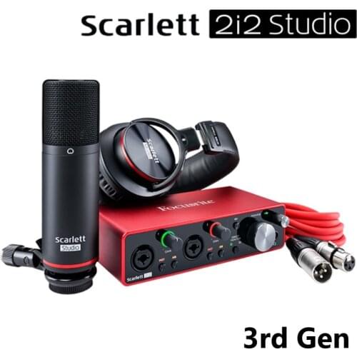 Focusrite scarlett 2i2 studio 3rd Gen audio interface sound card+CM25 MKIII condenser microphone+HP60 MKIII headset headphone