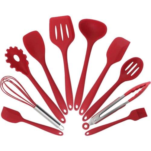 10pcs Kitchen Silicone Non-stick Cooking Spoon Spatula Ladle Egg Beaters Utensils Dinnerware Cooking Tools Accessories Supplies
