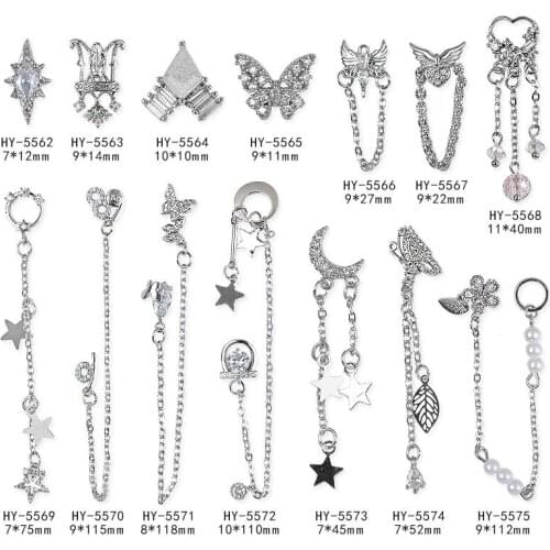 10 pcs/pack Classical Silver Alloy Zircon 3D Nail Art Decorations Wedding Bride Crystal Pearl Jewelry Pendant Design Ornaments