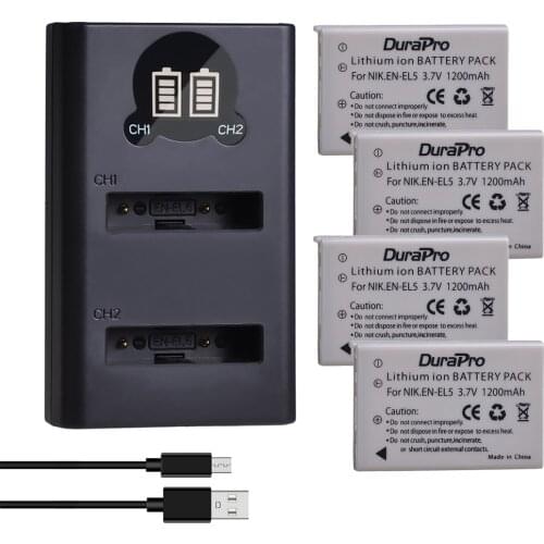 1200mAh EN-EL5 EN EL5 Replacement Li-ion Battery Charger for Nikon Coolpix MH-61 P100 P3 P4 P500 P510 P5000 P5100 P6000 P80 P90