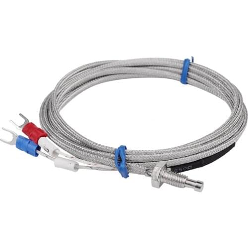 2PCS/Lot Thread M6 Screw Probe Temperature Sensor Thermocouple K Type Measuring 0-400 Degree 2m Cable for PID Controller