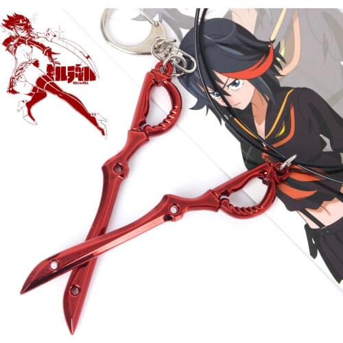 Anime Game Girl KILL LA KILL Knife Keychain Women Men Keyrings Metal Trinket Keyholder Model Scissor Key Chain Gift Trinket
