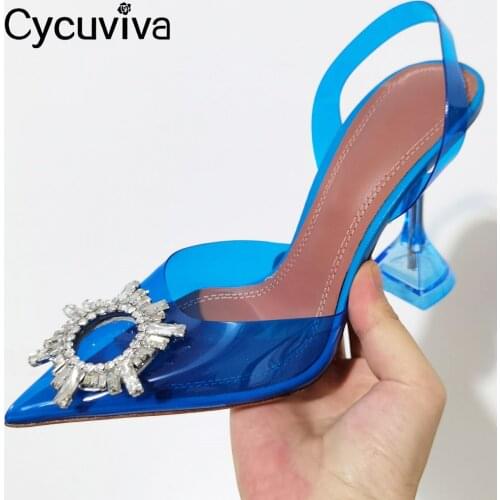 New PVC transparent Goblet Heels Women Sandals Slip On Slingback Sexy Pumps Ladies Shoes Party Wedding Stiletto High Heel Shoes