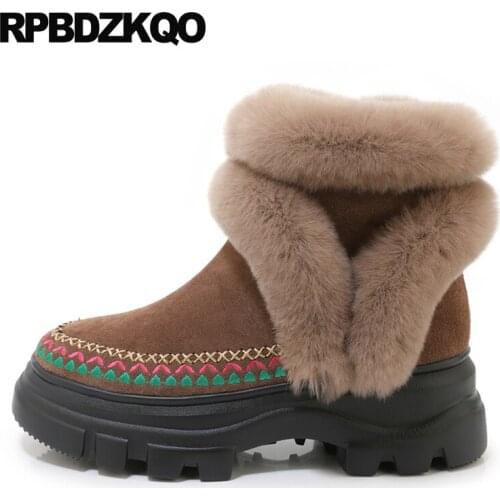 Ankle Women High Heel Winter Warm Side Zip Boots Muffin Round Toe Booties Black Ladies Suede Wedge Shoes Flatform Brown Platform