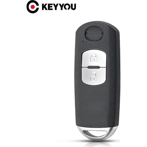 KEYYOU 2 Buttons Smart Remote Key Shell Case Fob For Mazda CX-3 CX-5 Axela Atenza With Emergency Key Blade