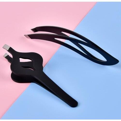 1Pc Black Eyebrow Tweezers Stainless Steel Eye Brow Clips Hair Removal Makeup Tools Professional Trimming Beauty Eyebrow Clip
