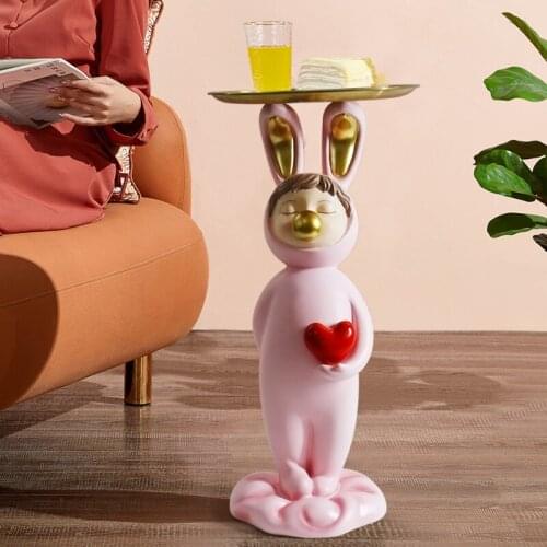 Home Decor Large Storage Ornaments Resin Semi Manual Rabbit Girl Home Decoration Nordic Interior Figurine Sculpture Modern Art