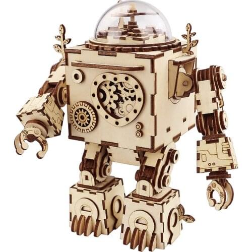 Handmade Diy Eight Speaker Wooden Music Box 3d Three-dimensional Puzzle Robot Creative Toy