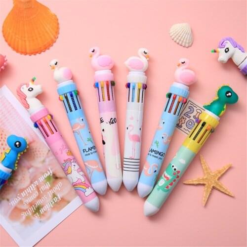 Ten Color Ballpoint Pen Kawaii Stationery Cute Pens Novelty Cute Kawaii Pen Student Writing Gel Pens Learning Office Supplies