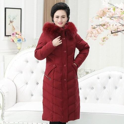 Long paragraph knee-length large size down jacket middle-aged mother clothes cold-proof warm winter down coat