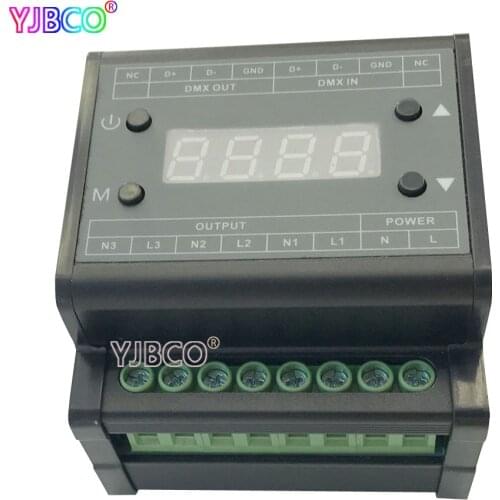 DMX302 High voltage DMX triac led dimmer brightness AC90V-240V Output 3channels 1A/CH led panel light controller
