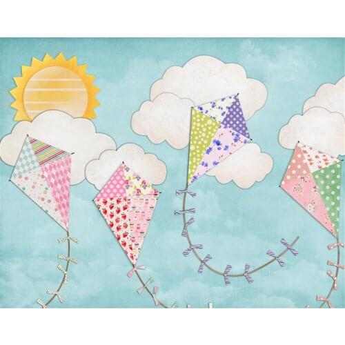 Photography Backdrop White Clouds Paper Aircraft Blue Wall Background Backdrop for Newborn 7x5 Vinyl Backdrops for Newborn